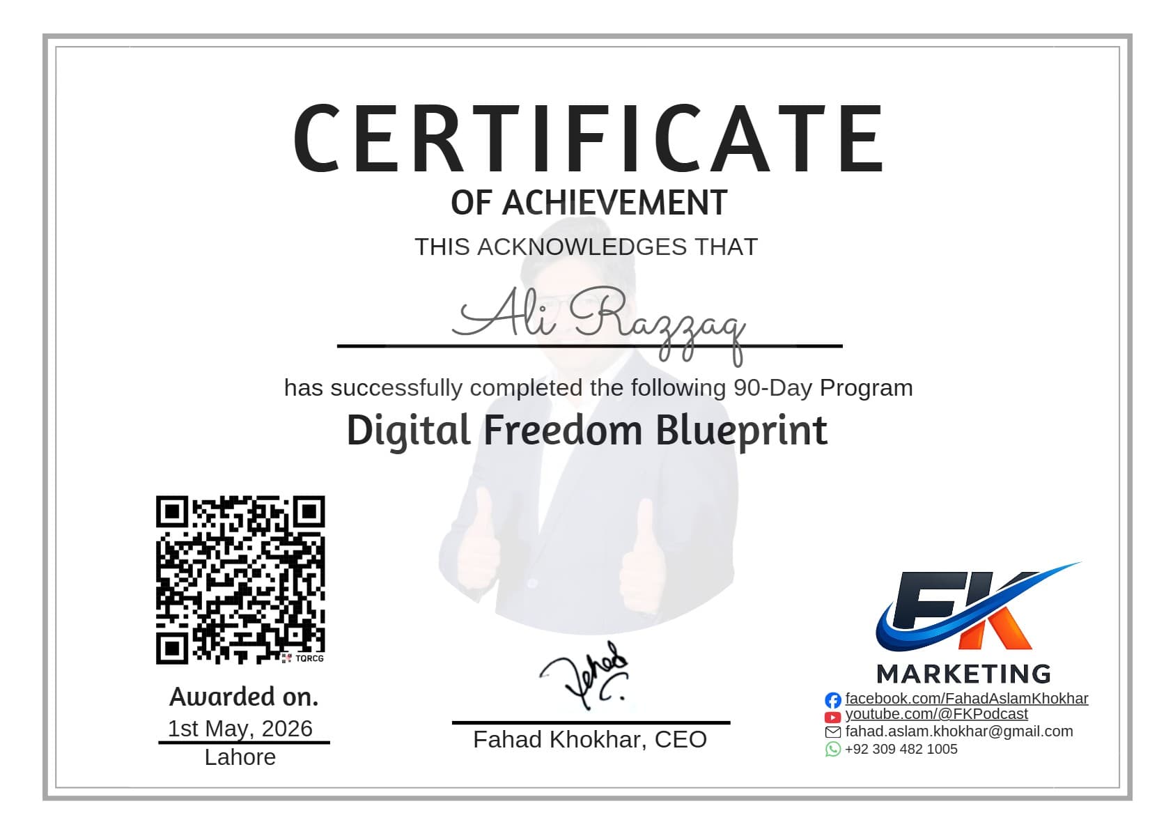 Digital Freedom Blueprint — certificate