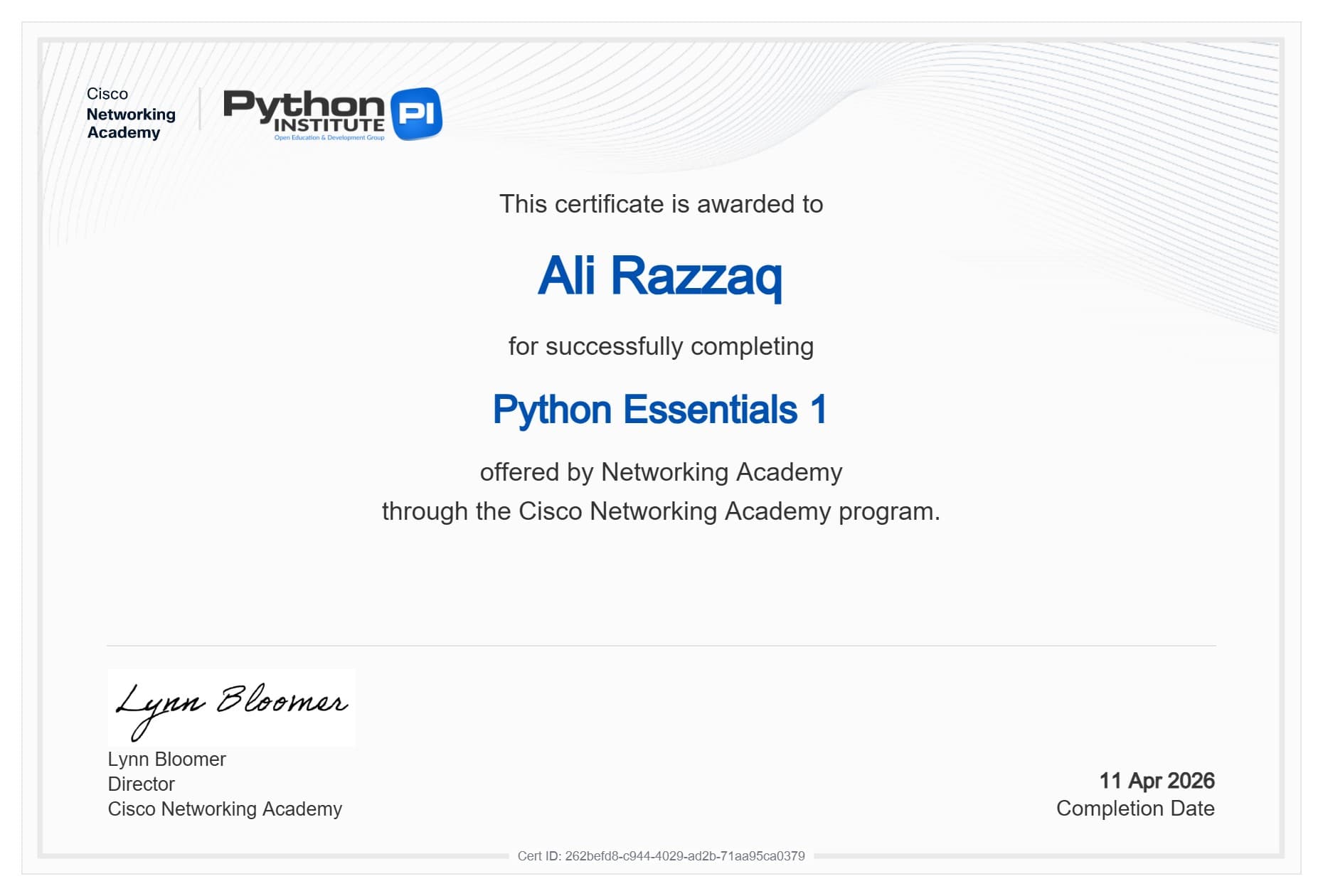 Python Essentials 1 — certificate